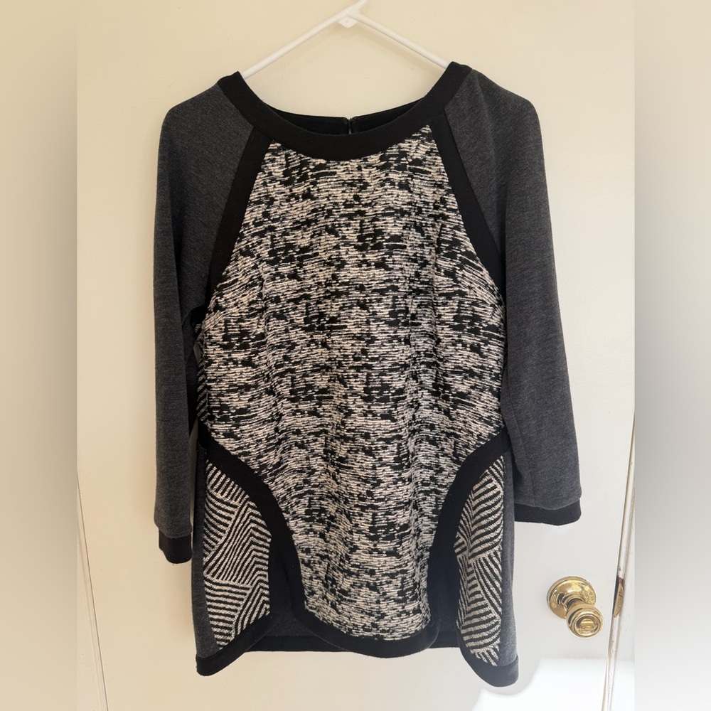 Anthropologie Black and White Patterned Sweater Top